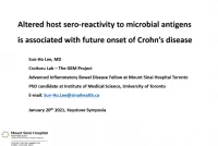 Short Talk: The GEM PROJECT: Altered Host Sero‑Reactivity to Microbial Antigens Is Associated with Future Onset of Crohn’s Disease icon