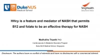 Short Talk: HHcy is a Feature and Mediator of NASH that Permits B12 and Folate to be an Effective Therapy for NASH icon