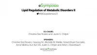 Lipid Regulation of Metabolic Disorders II icon