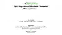 Lipid Regulation of Metabolic Disorders I icon