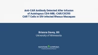Anti-CAR Antibody Detected After Infusion of Autologous CD4-MBL-CAR/CXCR5 CAR T Cells in SIV-infected Rhesus Macaques icon
