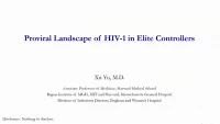 Proviral Landscape of HIV-1 in Elite Controllers icon