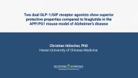 Two dual GLP-1/GIP receptor agonists show superior protective properties compared to liraglutide in the APP/PS1 mouse model of Alzheimer’s disease icon