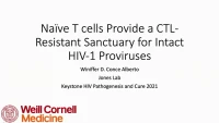 Short Talk: Naïve CD4+ T-Cells Provide a CTL-Resistant Sanctuary for Intact HIV Proviruses icon