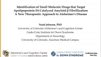Short Talk: Identification of Small Molecule Drugs that Target Apolipoprotein E4-Catalyzed Amyloid-β Fibrillization: A New Therapeutic Approach to Alzheimer’s Disease icon