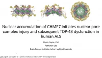 Short Talk: Nuclear Accumulation of CHMP7 Initiates Nuclear Pore Complex Injury and Subsequent TDP-43 Dysfunction in Sporadic and Familial ALS icon