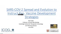 SARS-COV2 Spread and Evolution to Instruct Pan- Vaccine Development Strategies icon