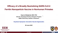 Short Talk: Efficacy of a Broadly Neutralizing SARS-CoV-2 Ferritin Nanoparticle Vaccine in Nonhuman Primates icon