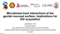 The Microbiome and Host Interactions at the Genital Mucosal Surface and Implications for HIV Acquisition and Transmission icon