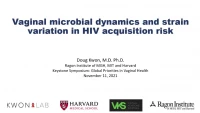 Vaginal Microbial Dynamics and Strain Variation in HIV Acquisition Risk icon