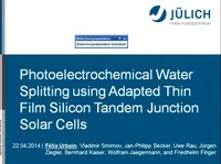 Photoelectrochemical Water Splitting Using Adapted Thin Film Silicon Tandem Junction Solar Cells icon