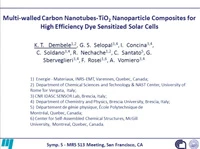 Multi-walled Carbon Nanotubes-TiO2 Nanoparticle Composites for High Efficiency Dye Sensitized Solar Cells icon
