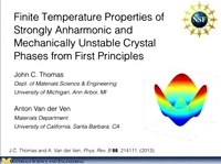 Finite Temperature Properties of Strongly Anharmonic and Mechanically Unstable Crystal Phases from First Principles icon