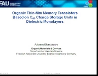 Organic Thin-Film Memory Transistors Based on C60 Charge Storage Units in Dielectric Monolayers icon
