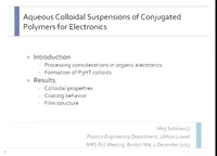 Aqueous Colloidal Suspensions of Conjugated Polymers for Electronics icon
