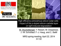 High Efficiency Amorphous Silicon Solar Cells: Impact of the P-Doped Silicon-Carbide Layer on Light Induced Degradation icon