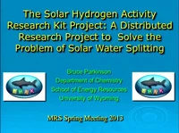 The Solar Hydrogen Activity Research Kit (SHARK) Project:  A Distributed Research Approach to Solve the Problem of Solar Water Splitting icon