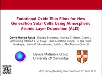 Functional Oxide Thin Films for New Generation Solar Cells Using Atmospheric Atomic Layer Deposition (ALD) icon