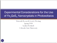 Experimental Considerations for the Use of Fe2GeS4 Nanocrystals in Photovoltaics icon