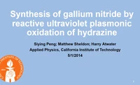 Synthesis of gallium nitride by reactive ultraviolet plasmonicoxidation of hydrazine icon