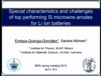 Special Characteristics and Challenges of Top Performing Silicon Microwire Anodes for Li Ion Batteries icon
