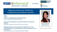 Materials Science for COVID-19: A Global Discussion Between Scientists icon