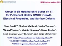 Group III-Sb Metamorphic Buffer on Si for p-Channel all-III-V CMOS: Electrical Properties, Growth and Surface Defects icon