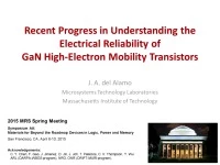 Recent Progress in Understanding the Electrical Reliability of GaN High-Electron Mobility Transistors icon