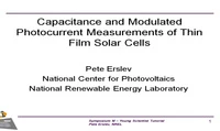 Capacitance and Modulated Photocurrent Measurements of Thin-Film Solar Cells icon