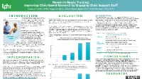 Research Ready: Improving Clinic-Based Research by Engaging Clinic Support Staff