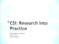 CSI: Research into Practice: Best Evidence and the Practice Scene icon