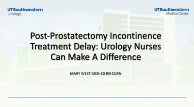 Postprostatectomy Incontinence Treatment Delay: Urology Nurses Can Make a Difference icon