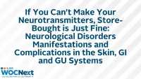If You Can't Make Your Neurotransmitters, Store-Bought is Just Fine: Neurological Disorders Manifestations and Complications in the Skin, GI and GU Systems icon