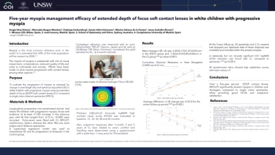 Five-year myopia management efficacy of extended depth of focus soft contact lenses in white children with progressing myopia