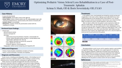 51A: Optimizing Pediatric Vision: Scleral Lens Rehabilitation in a Case of Post-Traumatic Aphakia