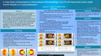 A Case Study of Decentered vs Well-centered Orthokeratology Lens Fit with Asymmetric Axial Length Growth results in a young adolescent