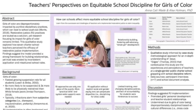 PO006: Teachers' Perspectives on Equitable School Discipline for Girls of Color