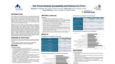 High School Students Acceptability and Preference for Praise