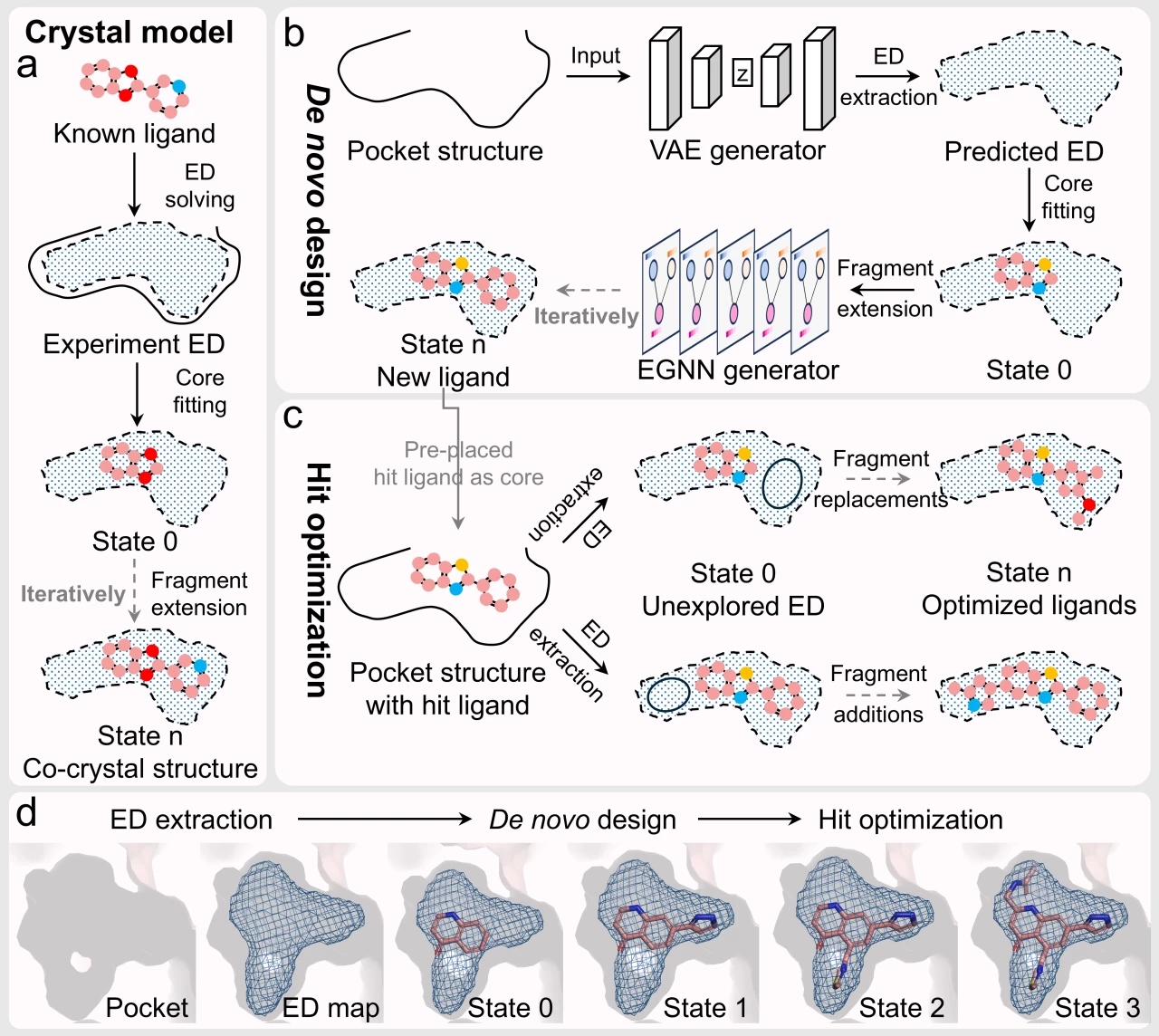 Electron-density-informed effective and reliable de novo molecular ...