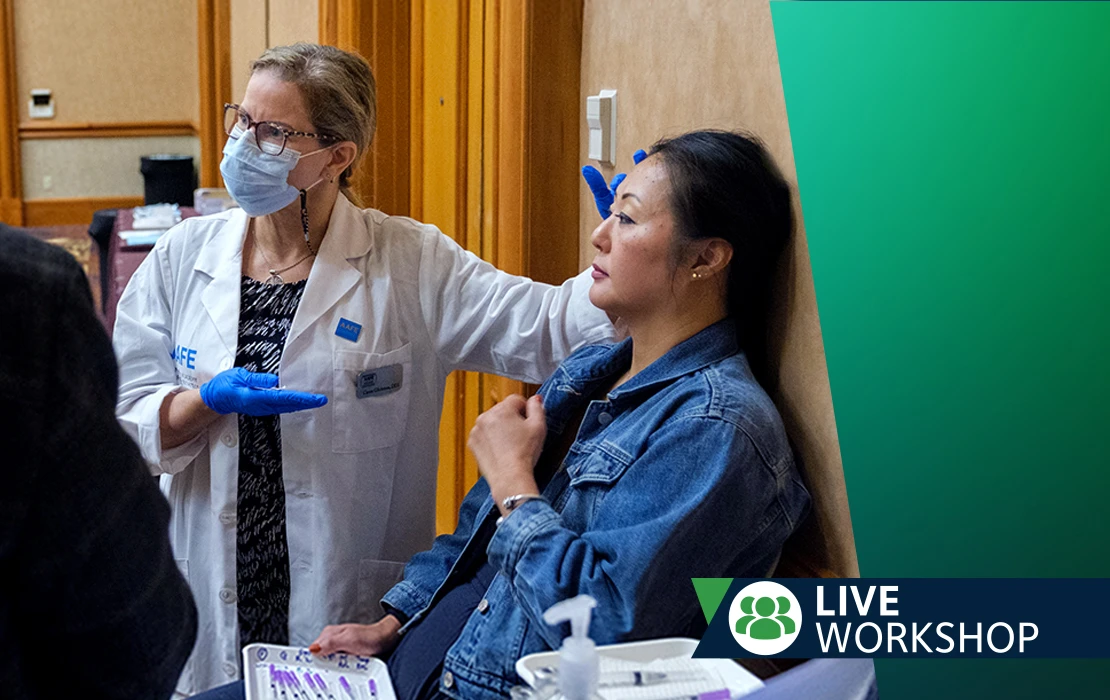 Volunteer participating in CE Live Workshop Botox training