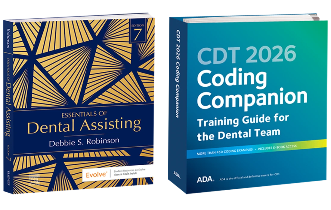 ADA Store resource covers: Dental Assisting book and CDT 2026 Coding Companion book