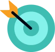 mission icon dart board with arrow in the middle
