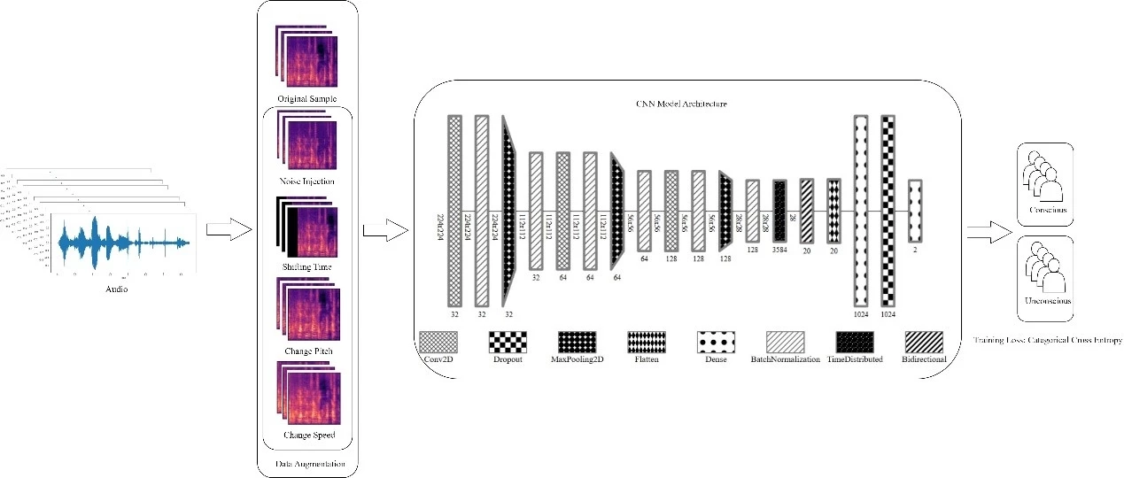 Figure 1. Training process of the Convolution Neural Network-based consciousness prediction system.