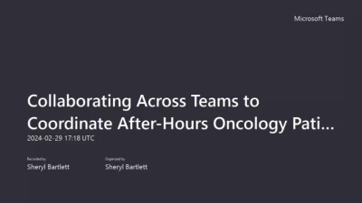Thumbnail for Collaborating across Teams to Coordinate After-Hours Oncology Patient Care