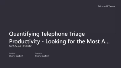 Thumbnail for Quantifying Telephone Triage Productivity: Looking for the Most Accurate Measure (Spotlight Poster)