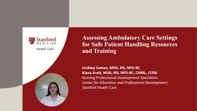 Thumbnail for Assessing Ambulatory Care Settings for Safe Patient Handling Resources and Training