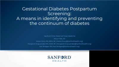 Thumbnail for Gestational Diabetes Postpartum Screening: A Means in Identifying and Preventing the Continuum of Diabetes