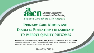 Thumbnail for Primary Care Nurses and Diabetes Educators Collaborating to Improve Quality Outcomes