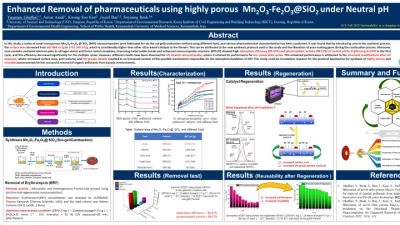 Thumbnail for Enhanced removal of pharmaceuticals using highly porous Mn2O3-Fe2O3@SiO2 under Neutral pH condition | Poster Board #2720