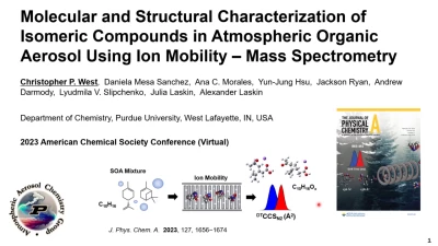 Thumbnail for Molecular and structural characterization of isomeric compounds in atmospheric organic aerosol using ion mobility: Mass spectrometry
